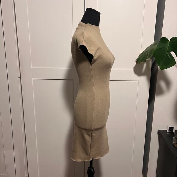 NWT Zara Taupe Tan Knit Short Sleeve Bodycon Dress - Small - Picture 7 of 9